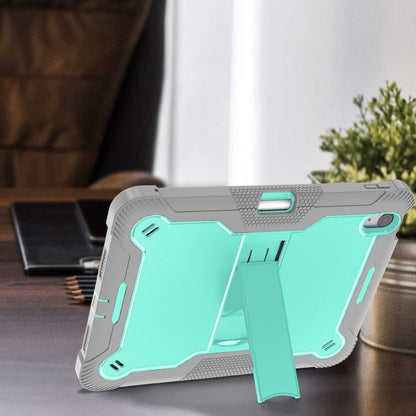 For iPad Air 11 2024 / Air 2022 10.9 Shockproof Silicone Hybrid PC Tablet Case with Holder(Mint Green + Grey) - iPad Air 11 2024 Cases by PMC Jewellery | Online Shopping South Africa | PMC Jewellery | Buy Now Pay Later Mobicred