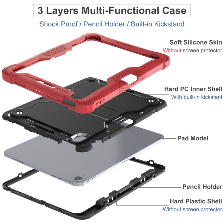 For iPad Air 11 2024 / Air 2022 10.9 Shockproof Silicone Hybrid PC Tablet Case with Holder(Black + Red) - iPad Air 11 2024 Cases by PMC Jewellery | Online Shopping South Africa | PMC Jewellery | Buy Now Pay Later Mobicred