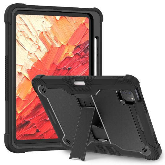 For iPad Pro 11 2024 Shockproof Silicone Hybrid PC Tablet Case with Holder(Black) - iPad Pro 11 2024 Cases by PMC Jewellery | Online Shopping South Africa | PMC Jewellery | Buy Now Pay Later Mobicred