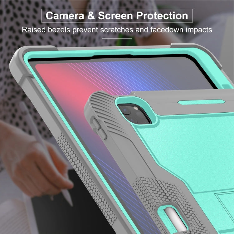 For iPad Pro 13 2024 Shockproof Silicone Hybrid PC Tablet Case with Holder(Mint Green + Grey) - iPad Pro 13 2024 Cases by PMC TechLife | Online Shopping South Africa | PMC TechLife | Buy Now Pay Later Mobicred