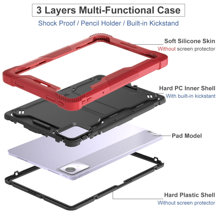 For Lenovo Tab M11 / Xiaoxin Pad 11 2024 Shockproof Silicone Hybrid PC Tablet Case with Holder(Black + Red) - Lenovo by PMC TechLife | Online Shopping South Africa | PMC TechLife | Buy Now Pay Later Mobicred