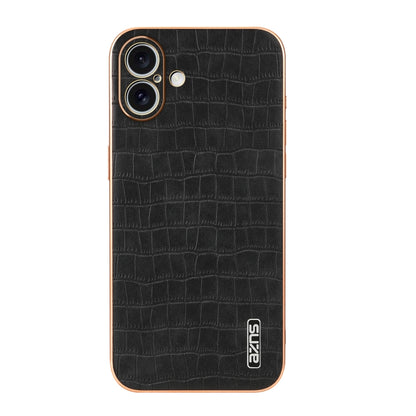 For iPhone 16 Plus AZNS Electroplated Frame Crocodile Texture Full Coverage Phone Case(Black) - iPhone 16 Plus Cases by AZNS | Online Shopping South Africa | PMC Jewellery | Buy Now Pay Later Mobicred