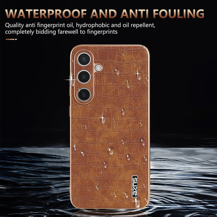 For Samsung Galaxy S24 5G AZNS Electroplated Frame Crocodile Texture Full Coverage Phone Case(Black) - Galaxy S24 5G Cases by AZNS | Online Shopping South Africa | PMC Jewellery | Buy Now Pay Later Mobicred