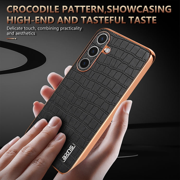 For Samsung Galaxy S24 5G AZNS Electroplated Frame Crocodile Texture Full Coverage Phone Case(White) - Galaxy S24 5G Cases by AZNS | Online Shopping South Africa | PMC Jewellery | Buy Now Pay Later Mobicred