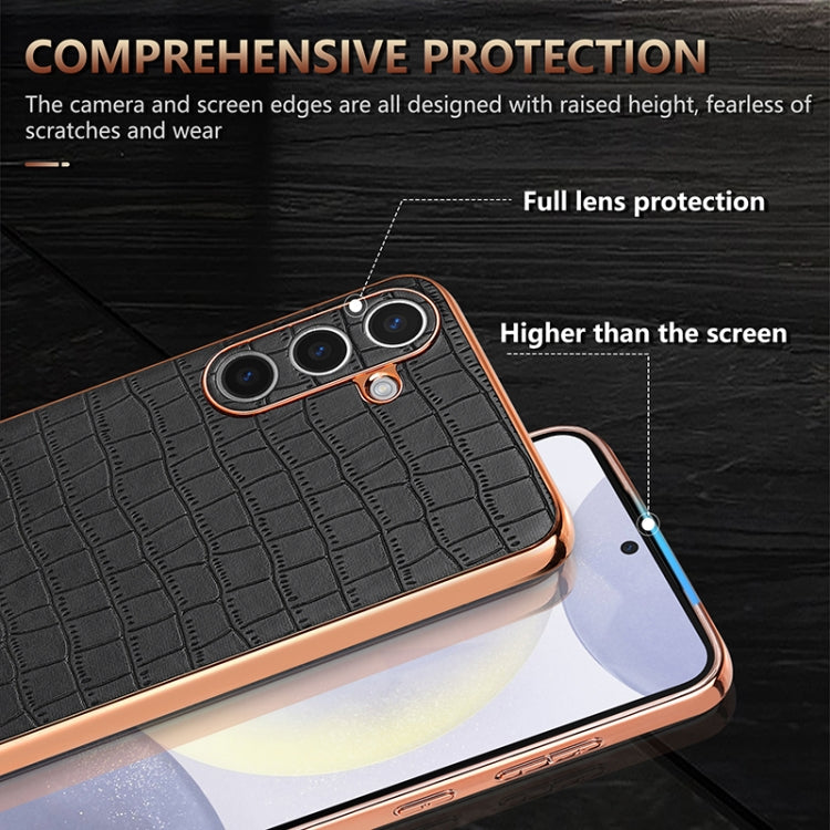 For Samsung Galaxy S24+ 5G AZNS Electroplated Frame Crocodile Texture Full Coverage Phone Case(Brown) - Galaxy S22+ 5G Cases by AZNS | Online Shopping South Africa | PMC Jewellery | Buy Now Pay Later Mobicred