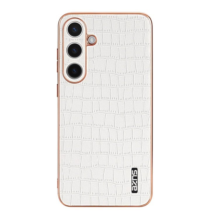 For Samsung Galaxy S24+ 5G AZNS Electroplated Frame Crocodile Texture Full Coverage Phone Case(White) - Galaxy S22+ 5G Cases by AZNS | Online Shopping South Africa | PMC Jewellery | Buy Now Pay Later Mobicred