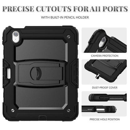 For iPad Air 11 2024 Silicone Hydric PC Tablet Case with Shoulder Strap & Holder(Black) - iPad Air 11 2024 Cases by PMC Jewellery | Online Shopping South Africa | PMC Jewellery | Buy Now Pay Later Mobicred