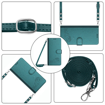 For Blackview A52 Cat Rat Embossed Pattern RFID Leather Phone Case with Lanyard(Peacock Green) - More Brand by PMC Jewellery | Online Shopping South Africa | PMC Jewellery | Buy Now Pay Later Mobicred