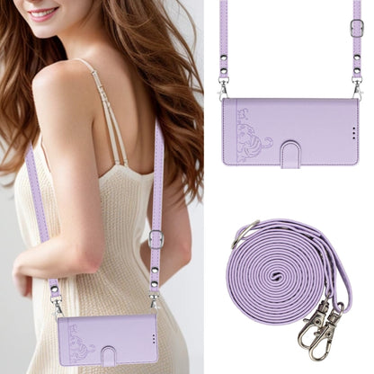 For Blackview A52 Cat Rat Embossed Pattern RFID Leather Phone Case with Lanyard(Purple) - More Brand by PMC Jewellery | Online Shopping South Africa | PMC Jewellery | Buy Now Pay Later Mobicred