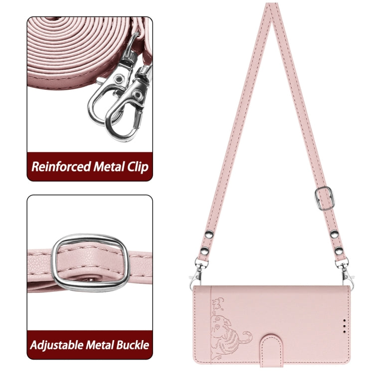 For Blackview A53 Cat Rat Embossed Pattern RFID Leather Phone Case with Lanyard(Pink) - More Brand by PMC Jewellery | Online Shopping South Africa | PMC Jewellery | Buy Now Pay Later Mobicred