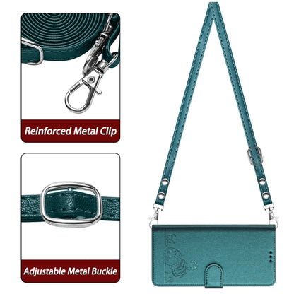 For Blackview A53 Cat Rat Embossed Pattern RFID Leather Phone Case with Lanyard(Peacock Green) - More Brand by PMC Jewellery | Online Shopping South Africa | PMC Jewellery | Buy Now Pay Later Mobicred