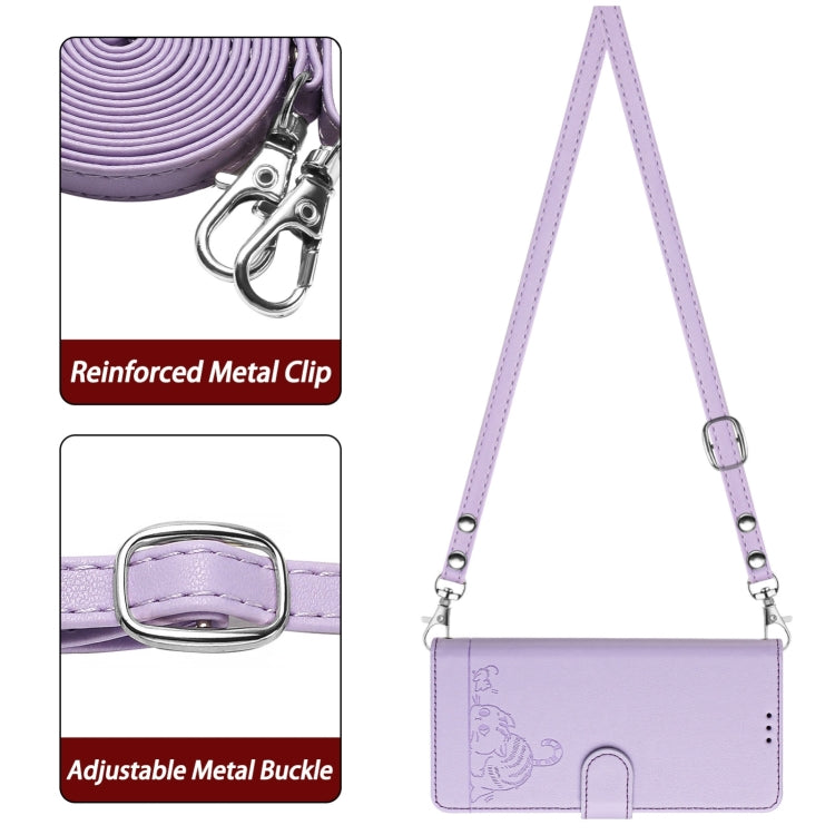 For Blackview Shark 8 Cat Rat Embossed Pattern RFID Leather Phone Case with Lanyard(Purple) - More Brand by PMC TechLife | Online Shopping South Africa | PMC TechLife | Buy Now Pay Later Mobicred