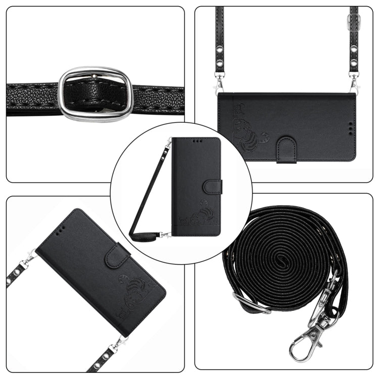 For Blackview Wave 6C Cat Rat Embossed Pattern RFID Leather Phone Case with Lanyard(Black) - More Brand by PMC TechLife | Online Shopping South Africa | PMC TechLife | Buy Now Pay Later Mobicred