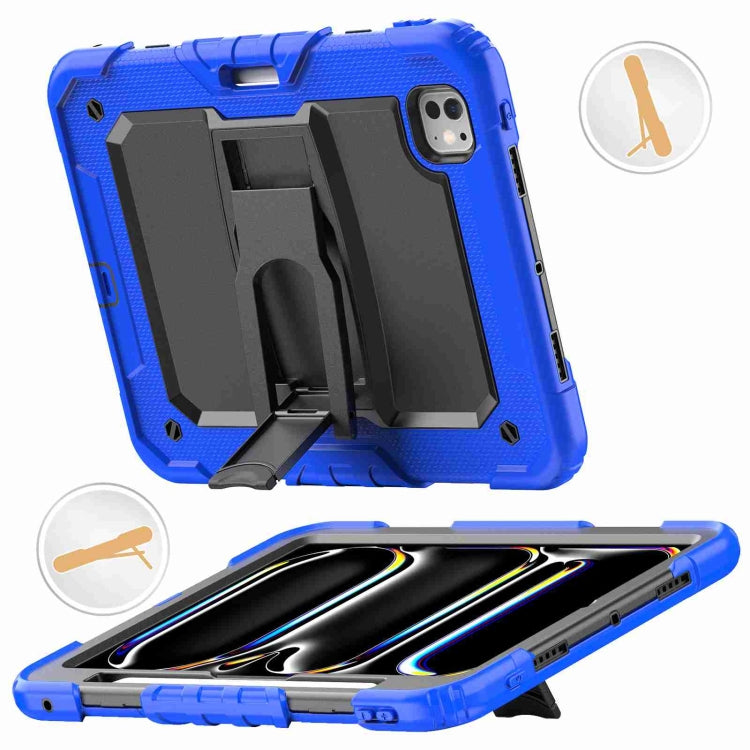For iPad Pro 11 2024 Silicone Hydric PC Tablet Case with Shoulder Strap & Holder(Blue) - iPad Pro 11 2024 Cases by PMC Jewellery | Online Shopping South Africa | PMC Jewellery | Buy Now Pay Later Mobicred