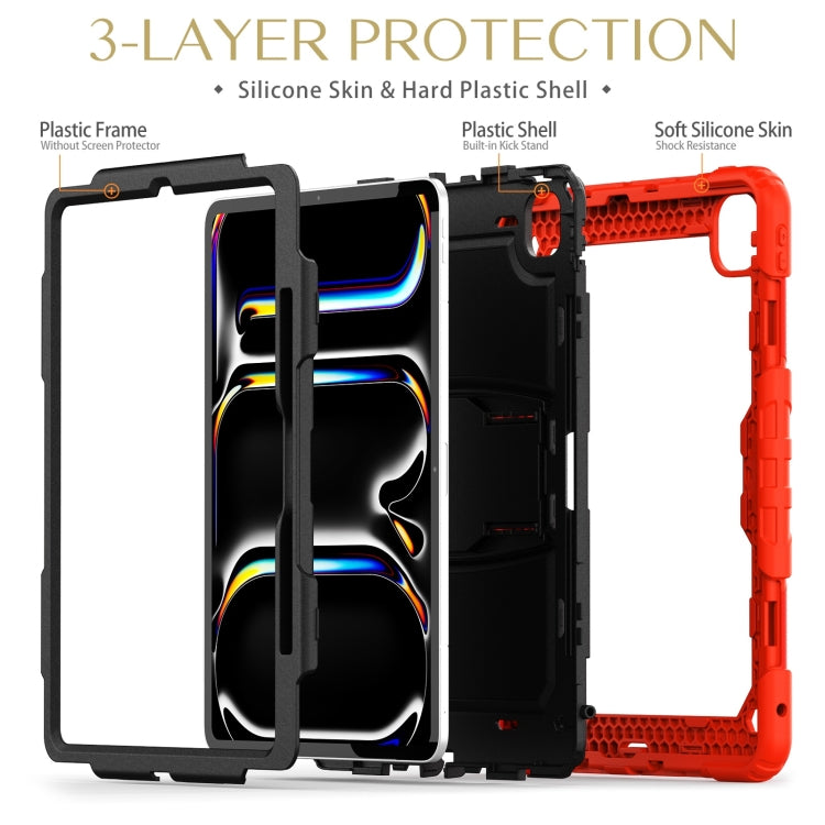 For iPad Pro 13 2024 Silicone Hydric PC Tablet Case with Shoulder Strap & Holder(Red) - iPad Pro 13 2024 Cases by PMC TechLife | Online Shopping South Africa | PMC TechLife | Buy Now Pay Later Mobicred