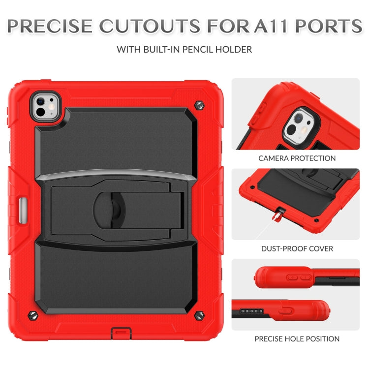 For iPad Pro 13 2024 Silicone Hydric PC Tablet Case with Shoulder Strap & Holder(Red) - iPad Pro 13 2024 Cases by PMC Jewellery | Online Shopping South Africa | PMC Jewellery | Buy Now Pay Later Mobicred
