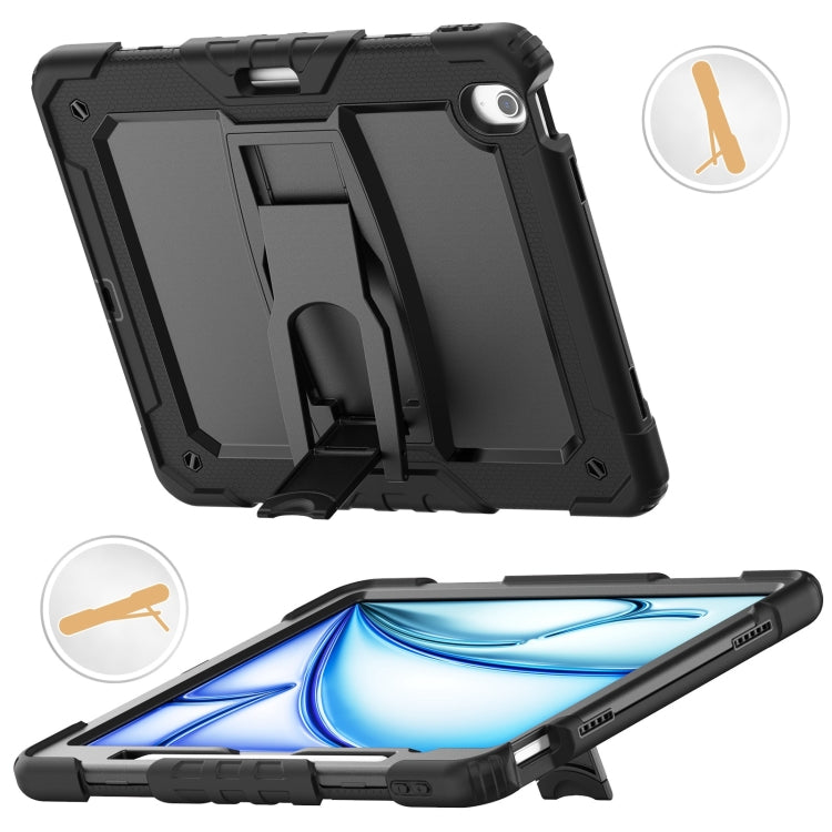 For iPad Air 13 2025 / 2024 Silicone Hydric PC Tablet Case with Shoulder Strap & Holder(Black) - iPad Air 13 2025 / 2024 Cases by PMC TechLife | Online Shopping South Africa | PMC TechLife | Buy Now Pay Later Mobicred