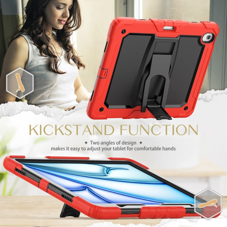 For iPad Air 13 2025 / 2024 Silicone Hydric PC Tablet Case with Shoulder Strap & Holder(Red) - iPad Air 13 2025 / 2024 Cases by PMC TechLife | Online Shopping South Africa | PMC TechLife | Buy Now Pay Later Mobicred