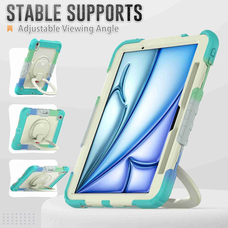 For iPad Air 11 2024 Handle Silicone Hydric PC Tablet Case with Shoulder Strap(Rainbow Blue) - iPad Air 11 2024 Cases by PMC TechLife | Online Shopping South Africa | PMC TechLife | Buy Now Pay Later Mobicred