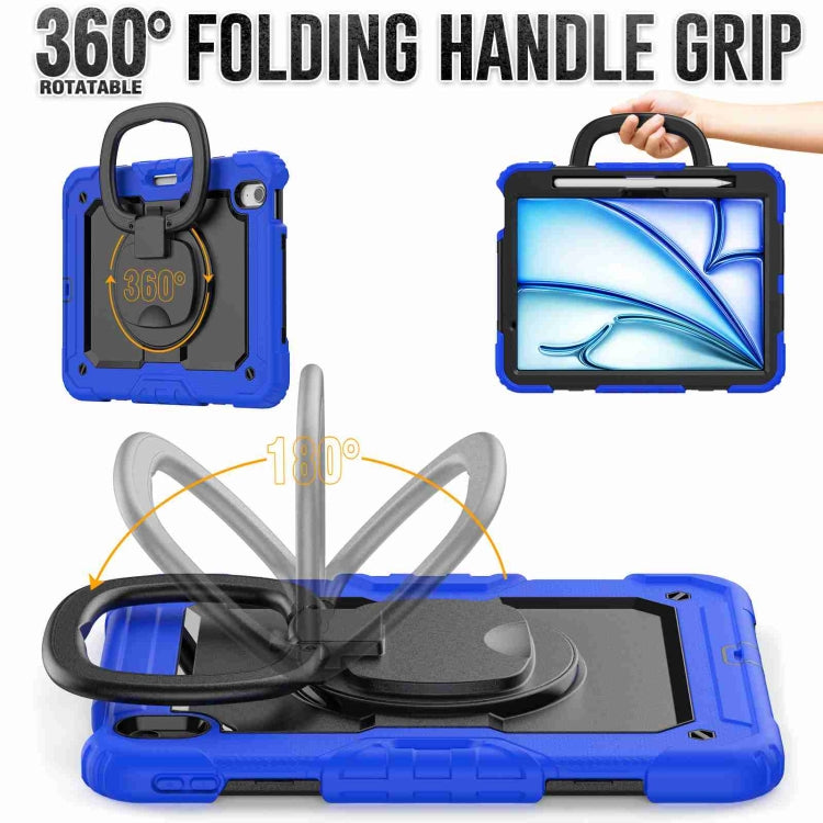 For iPad Air 11 2024 Handle Silicone Hydric PC Tablet Case with Shoulder Strap(Blue) - iPad Air 11 2024 Cases by PMC TechLife | Online Shopping South Africa | PMC TechLife | Buy Now Pay Later Mobicred