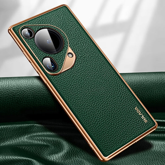 For Huawei Pura 70 Ultra SULADA TPU + Litchi Texture Leather Phone Case(Green) - Huawei Cases by SULADA | Online Shopping South Africa | PMC Jewellery | Buy Now Pay Later Mobicred