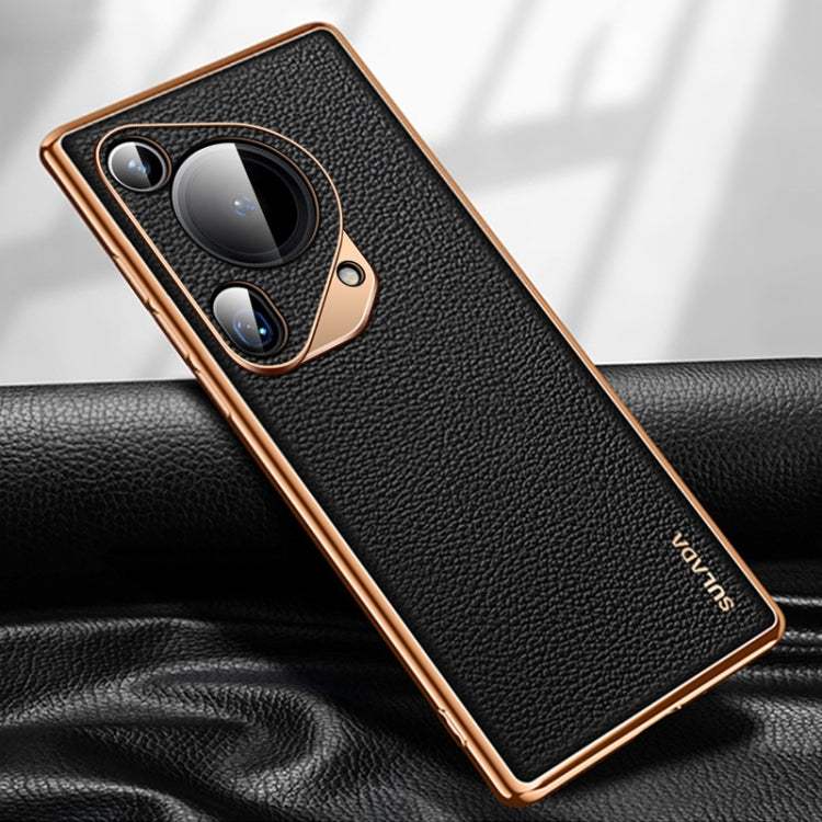 For Huawei Pura 70 Ultra SULADA TPU + Litchi Texture Leather Phone Case(Black) - Huawei Cases by SULADA | Online Shopping South Africa | PMC Jewellery | Buy Now Pay Later Mobicred