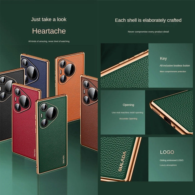 For Huawei Pura 70 Pro SULADA TPU + Litchi Texture Leather Phone Case(Green) - Huawei Cases by SULADA | Online Shopping South Africa | PMC Jewellery | Buy Now Pay Later Mobicred