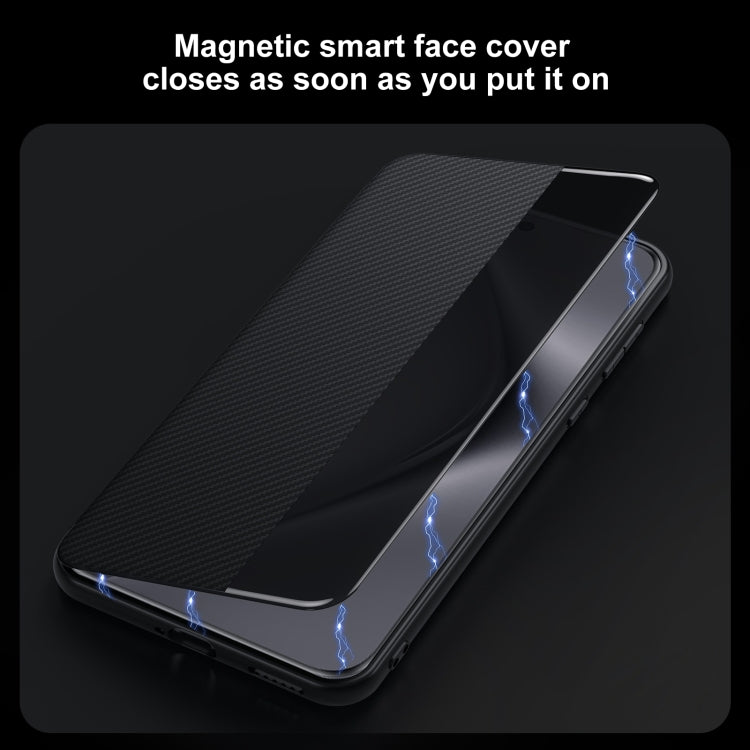 For Huawei Mate 60 SULADA Kevlar 600D Texture Smart Window Leather Phone Case(Brown) - Huawei Cases by SULADA | Online Shopping South Africa | PMC TechLife | Buy Now Pay Later Mobicred