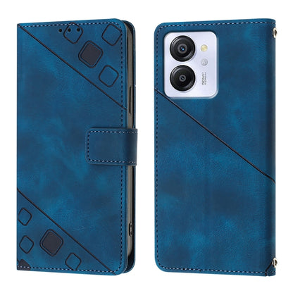 For Blackview Color 8 Skin Feel Embossed Leather Phone Case(Blue) - More Brand by PMC Jewellery | Online Shopping South Africa | PMC Jewellery | Buy Now Pay Later Mobicred