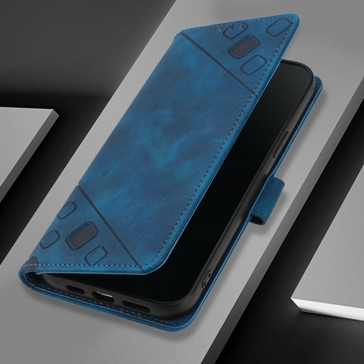 For Blackview Color 8 Skin Feel Embossed Leather Phone Case(Blue) - More Brand by PMC Jewellery | Online Shopping South Africa | PMC Jewellery | Buy Now Pay Later Mobicred