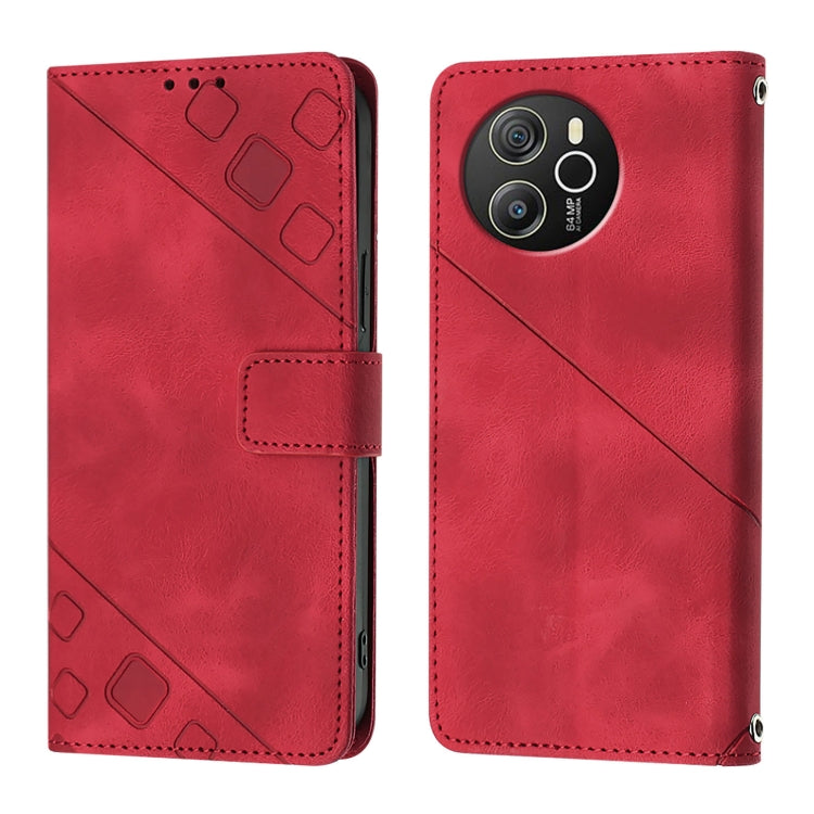 For Blackview Shark 8 Skin Feel Embossed Leather Phone Case(Red) - More Brand by PMC TechLife | Online Shopping South Africa | PMC TechLife | Buy Now Pay Later Mobicred