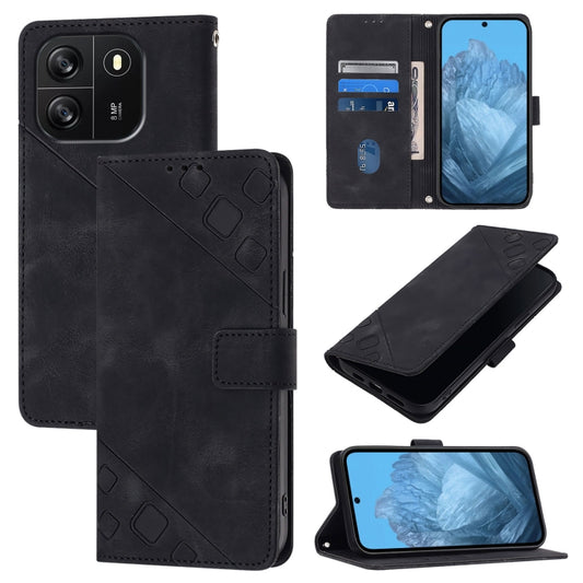 For Blackview Wave 6C Skin Feel Embossed Leather Phone Case(Black) - More Brand by PMC Jewellery | Online Shopping South Africa | PMC Jewellery | Buy Now Pay Later Mobicred