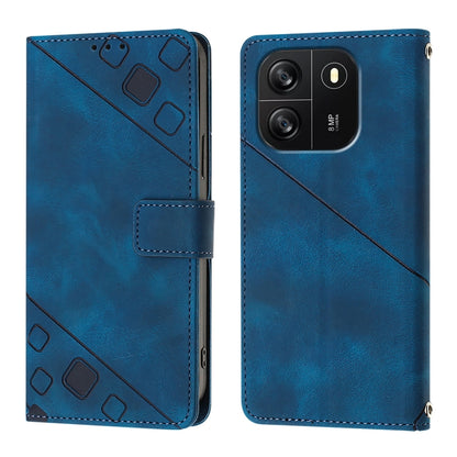 For Blackview Wave 6C Skin Feel Embossed Leather Phone Case(Blue) - More Brand by PMC Jewellery | Online Shopping South Africa | PMC Jewellery | Buy Now Pay Later Mobicred