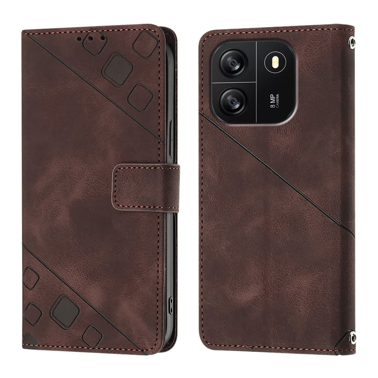 For Blackview Wave 6C Skin Feel Embossed Leather Phone Case(Brown) - More Brand by PMC Jewellery | Online Shopping South Africa | PMC Jewellery | Buy Now Pay Later Mobicred