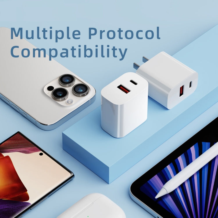 ROCK T43 PD 20W Dual Port USB-A+USB-C / Type-C Charger Adapter, Plug:EU Plug - free shipping - PMC TechLife - Order now!