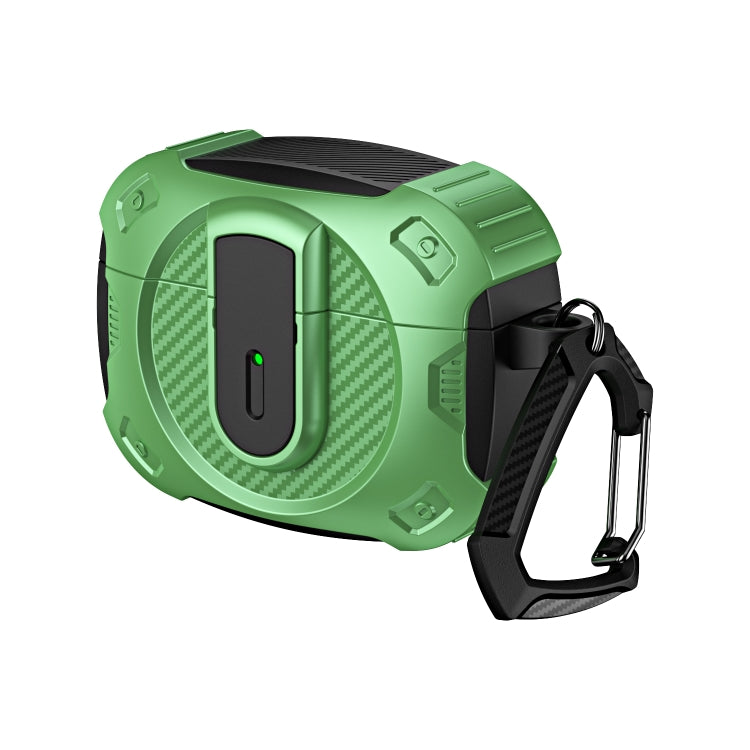 For AirPods Pro 2 Lock Shockproof Bluetooth Earphone Protective Case(Black Green) - For AirPods Pro 2 by PMC Jewellery | Online Shopping South Africa | PMC Jewellery | Buy Now Pay Later Mobicred