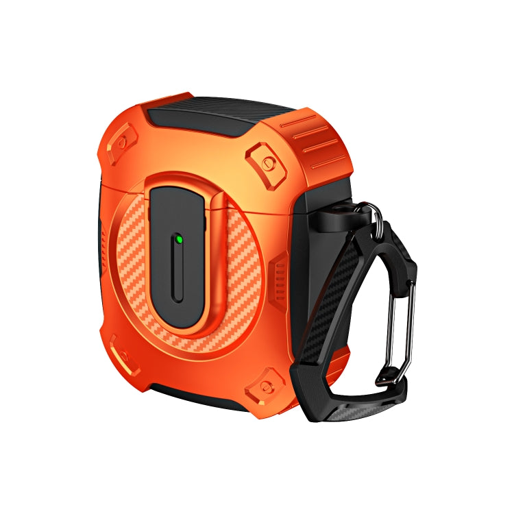 For AirPods 2 / 1 Lock Shockproof Bluetooth Earphone Protective Case(Black Orange) - For AirPods 1/2 by PMC Jewellery | Online Shopping South Africa | PMC Jewellery | Buy Now Pay Later Mobicred