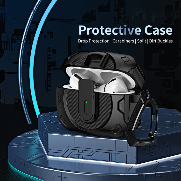 For AirPods Pro 2 Lock Shockproof Bluetooth Earphone Protective Case(Black Purple) - For AirPods Pro 2 by PMC Jewellery | Online Shopping South Africa | PMC Jewellery | Buy Now Pay Later Mobicred