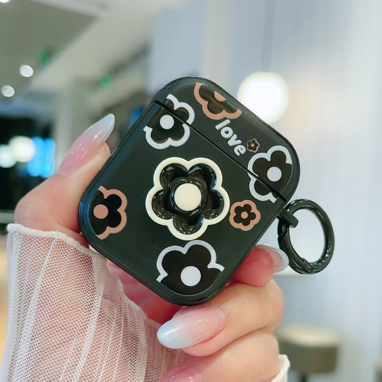 For AirPods 2 / 1 3D Colorful Pattern Bluetooth Earphone Protective Case(Black Flower) - For AirPods 1/2 by PMC Jewellery | Online Shopping South Africa | PMC Jewellery | Buy Now Pay Later Mobicred