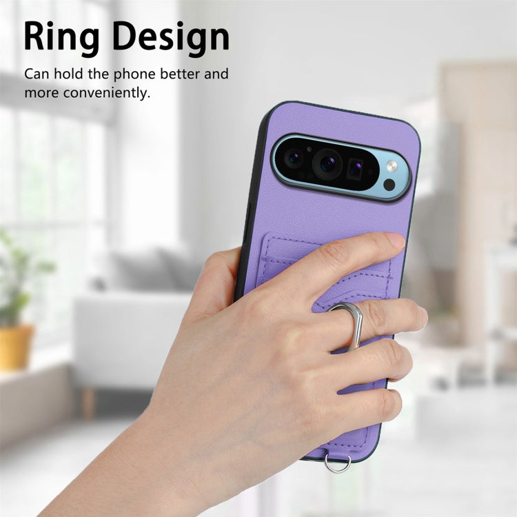 For Google Pixel 9 / 9 Pro R20 Ring Card Holder Phone Case(Purple) - Google Cases by PMC Jewellery | Online Shopping South Africa | PMC Jewellery | Buy Now Pay Later Mobicred