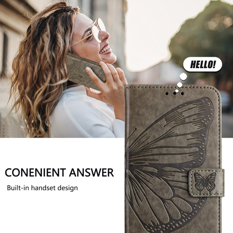 For Blackview A52 Embossed Butterfly Leather Phone Case(Grey) - More Brand by PMC TechLife | Online Shopping South Africa | PMC TechLife | Buy Now Pay Later Mobicred