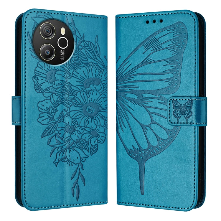 For Blackview Shark 8 Embossed Butterfly Leather Phone Case(Blue) - More Brand by PMC TechLife | Online Shopping South Africa | PMC TechLife | Buy Now Pay Later Mobicred
