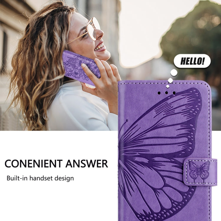 For Blackview Color 8 Embossed Butterfly Leather Phone Case(Purple) - More Brand by PMC Jewellery | Online Shopping South Africa | PMC Jewellery | Buy Now Pay Later Mobicred