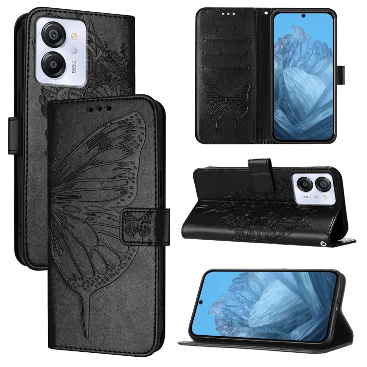 For Blackview Color 8 Embossed Butterfly Leather Phone Case(Black) - More Brand by PMC Jewellery | Online Shopping South Africa | PMC Jewellery | Buy Now Pay Later Mobicred