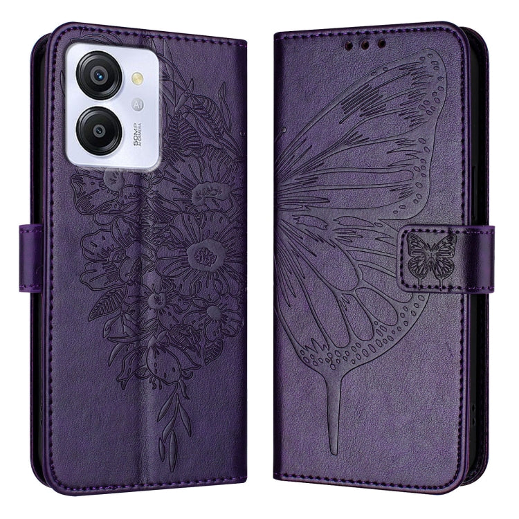 For Blackview Color 8 Embossed Butterfly Leather Phone Case(Dark Purple) - More Brand by PMC Jewellery | Online Shopping South Africa | PMC Jewellery | Buy Now Pay Later Mobicred