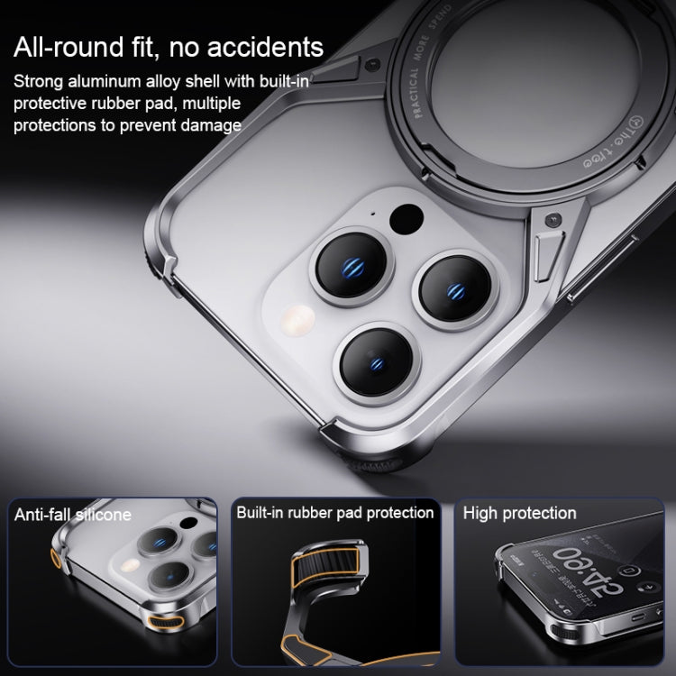 For iPhone 16 Aluminum Alloy Frameless 360-Degree Rotating Phone Case(Grey) - free shipping - PMc TechLife - Order now!