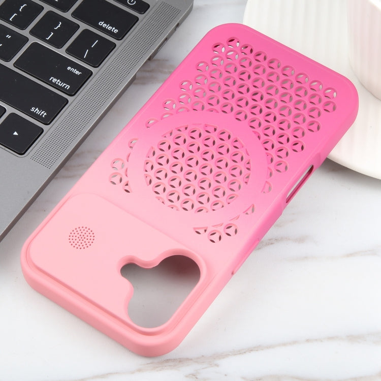 For iPhone 16 Gradient Color Honeycomb Aromatherapy MagSafe Phone Case(Pink+Rose Red) - iPhone 16 Cases by PMC Jewellery | Online Shopping South Africa | PMC Jewellery | Buy Now Pay Later Mobicred