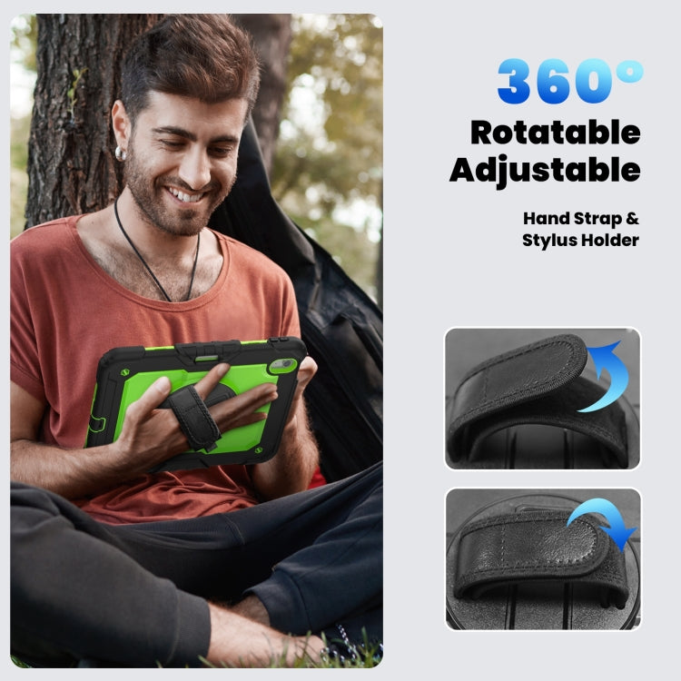 For iPad Air 11 2025 / 2024 Turntable Holder Silicone Hybrid PC Tablet Case with Shoulder Strap(Yellow Green + Black) - free shipping - PMC TechLife - Order now!
