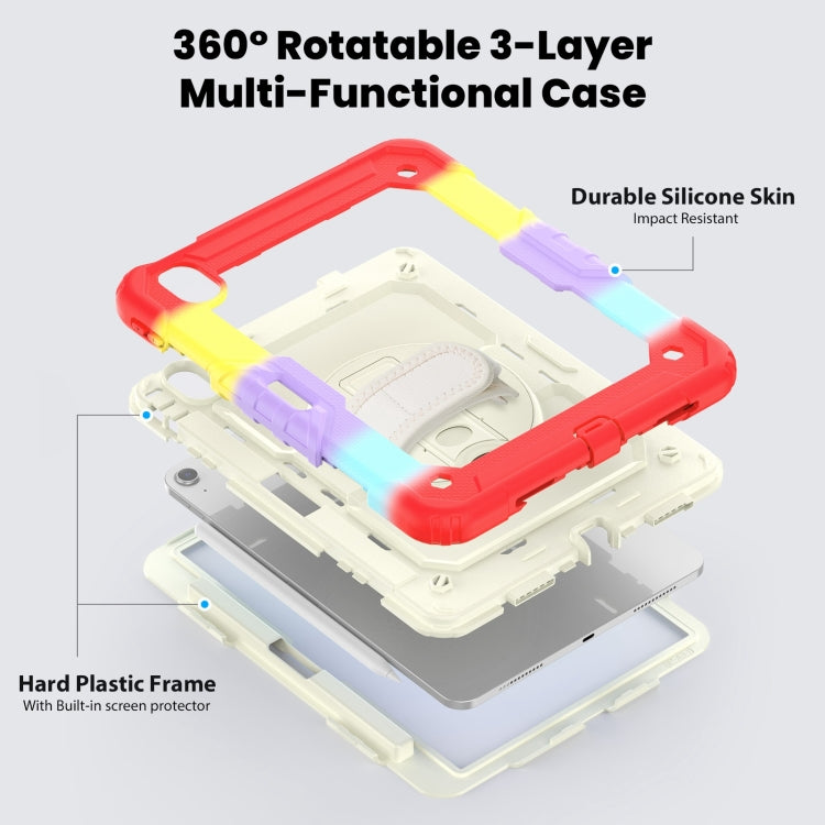 For iPad Air 11 2025 / 2024 Turntable Holder Silicone Hybrid PC Tablet Case with Shoulder Strap(Camouflage Red) - free shipping - PMC TechLife - Order now!