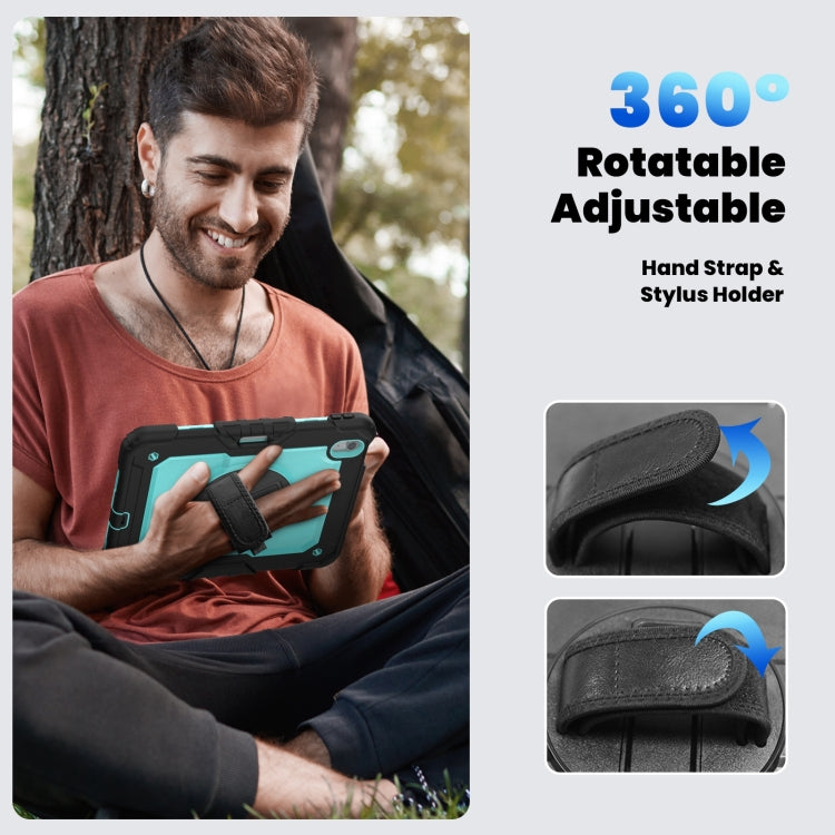 For iPad Air 11 2024 Silicone Hybrid PC Tablet Case with Shoulder Strap(Black + Light Blue) - iPad Air 11 2024 Cases by PMC TechLife | Online Shopping South Africa | PMC TechLife | Buy Now Pay Later Mobicred